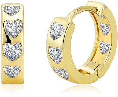 ALEXCRAFT 14K Vergoldet Ohrringe Kleine Zirkonia Creolen für Damen Frauen