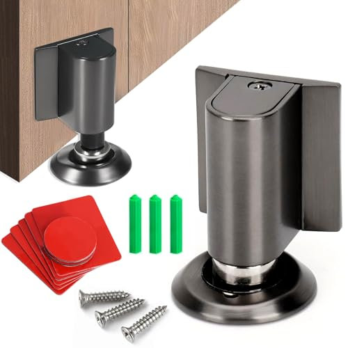Magnetischer Türstopper, Magnetic Door Stopper, Selbstklebend Schwer Türhalter, Türstopper Boden Selbstklebend Schwer Kein Bohren Erforderlich Höhenverstellbarer für Zimmer Büros Bäder (Grau)