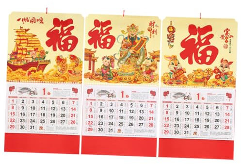 VILLFUL 3stücke Wandkalender Mondkalender Jahr Des Hasenkalenders Kalender Mit Traditionellen Chinesischen Mondereignissen Für Büro Und Zuhause