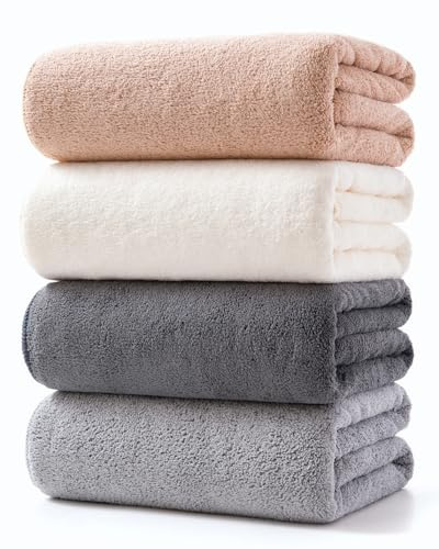 Lumimi 4-Pack Luxury Hand Towel Set 29 L x 13 W Superior Absorbency, Reusable Quick-Dry Design for Bathroom Gym Salon 4 Colors