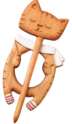 Broche en bois – Design de chat élégant, décoration amusante de tenue de dessin animé | Épingle en forme d'animal légère pour vêtements, mode quotidienne, événements sociaux, style personnel, cadeau