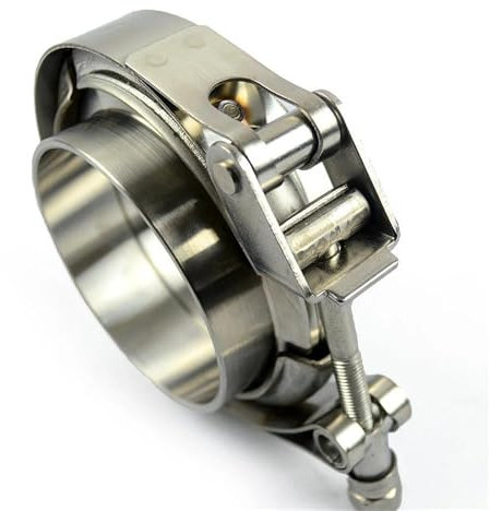 DQRG Terminale di Scarico Morsetto A Fascia A V A Sgancio Rapido in Acciaio Inossidabile 304 da 1,5-6,0 con Kit Morsetto per Tubo Scarico Flangiato Maschio Femmina Tubo di Scarico Auto(2.0inch)