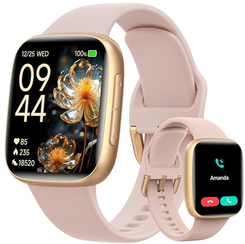 Smartwatch Damen, 1.85″ HD AMOLED Smart Watch mit Telefonfunktion/KI-Aassistent, Fitnessuhr mit Herzfrequenz Schlafmonitor, 200+ Sportmodi IP68 Wasserdicht Sportuhr Kompatibel für iOS/Samsung/Android