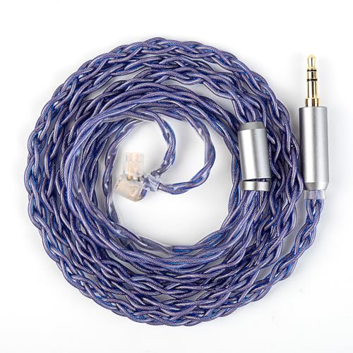 KZ ZS10 PRO In Ear Monitor Cable, KBEAR Neon 4-Strand 5N High-purity OFC HiFi Upgraded Cable, 1.2m SPC Tangle-Free IEM Replacement Audio Cord for Audiophile Musician (QDC 3.5mm Audio Jack, Purple)