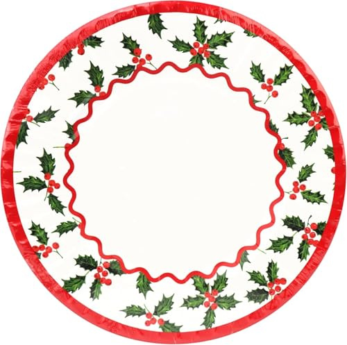 Talking Tables 10 platos de papel desechables elegantes con bonito diseño de acebo, reciclables, para Navidad, fiestas de cumpleaños, bodas, aniversarios, 27 cm