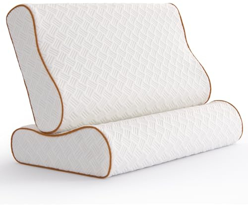 Twirest Neck Pillows, Orange Washable and Cervical Orthopedic Deep Sleep Neck, Anti-Snore, 2 Count (60x35x11-9CM)