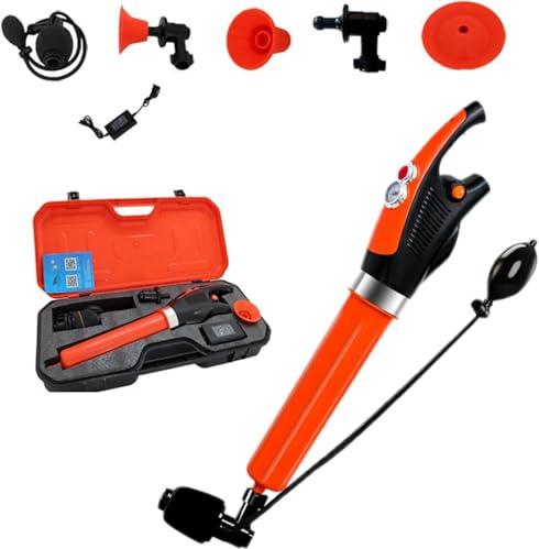 Pistola elettrica a stantuffo per WC, ad alta pressione, portatile, con set di attrezzi, 10 bar, resistente, per WC, lavandino e lavabo
