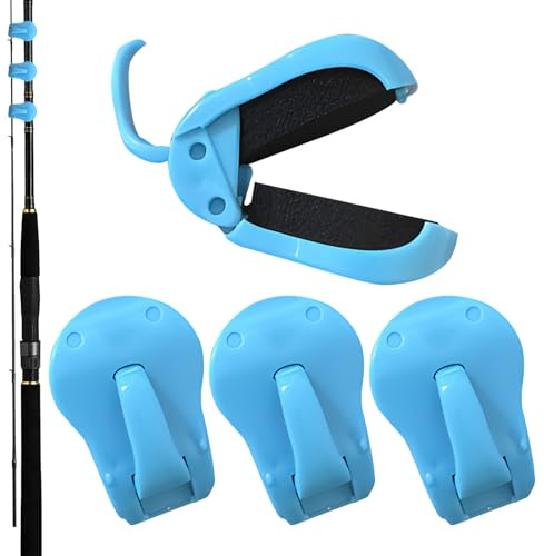 Supporto per clip per canne da pesca | 4 pezzi Organizzatore di supporto portatile con elastico | Supporto per canne da pesca per barche - per la spiaggia il molo la piscina il ghiaccio acqua salata