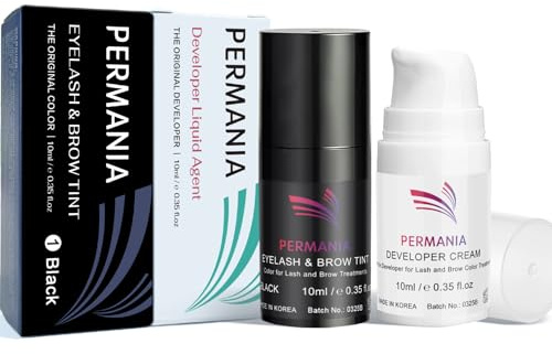 PERMANIA Eyelash Tint, At-Home Easy DIY Eyelash & Eyebrow Dye – Natural Black Dyeing – Salon Quality Results (No Tools Include)