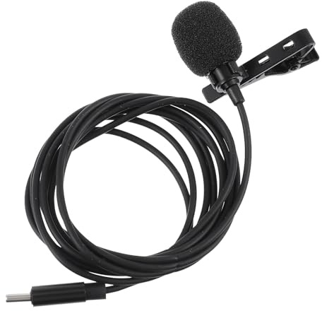 Type-c Ansteckmikrofon für Handy, 360 Grad Omnidirektional, Plug And Play | Konferenzen, Interviews, Meetings und Streaming, Noise Reduction, Windschutz, Schwarzes Lavalier Clip Design