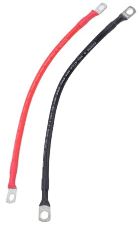 Bewinner Cavi Batteria 2 Pezzi 6AWG 18 Pollici con Capicorda in Rame Stagnato, Cavi Inverter in Silicone Resistente per di Energia Solare, Marina, Auto, Barca, Moto