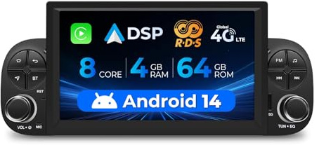 SWTNVIN 8 Core,4G+64G Autoradio per Fiat Panda MK3 Type 319 2013-2023 con Carplay/Android Auto/Mirror Link,7 pollici Touchscreen RDS Car Radio Android 13 Supporta Bluetooth/4G/WiFi/GPS/FM