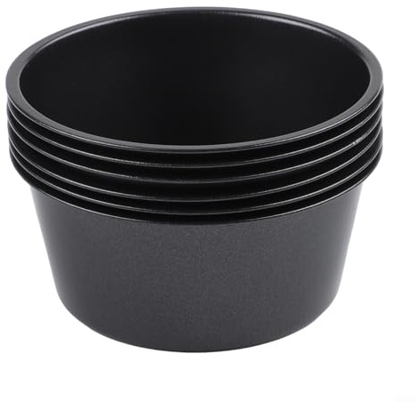 6 stampi per muffin in acciaio al carbonio, 100 ml, 200 ml, antiaderenti, per cuocere muffin, cupcake, crostate, popover, friggitrice ad aria e piccoli forni impilabili (tazza corta da 100 ml)