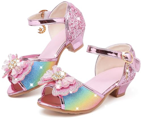 GOGOUP Girls Sandals Glitter Princess Mary Jane Pump Shoes Fish Mouth Open Toe Toddler Dress Up Shoes Bling Bowknot Party Wedding Birthday Prom Cosplay Shoes