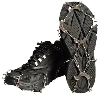 Grödel Teeth Steel Ice Gripper Spike for Shoes Anti Slip Climbing Vandring Snow Spikes Crampons Cleats Grips Boots Cover för vintervandring