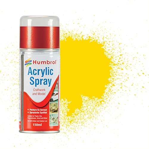 Humbrol Modellers Spray Paint - AD6069 No 69 Yellow 150ml - Model Paints for Plastic Kits, Fast-Drying Modelling Paint for Crafting Surfaces Including Plastic, Fabric, Glass, Wood & Metal Models