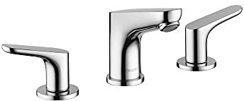 hansgrohe Focus 04369000 Moderne breite Waschbeckenarmatur mit 2 Griffen, 12,7 cm hoch, Chrom, Größe M