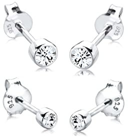 Elli Ohrringe Damen Ohrstecker 2er Set Basic mit Kristall in 925 Sterling Silber
