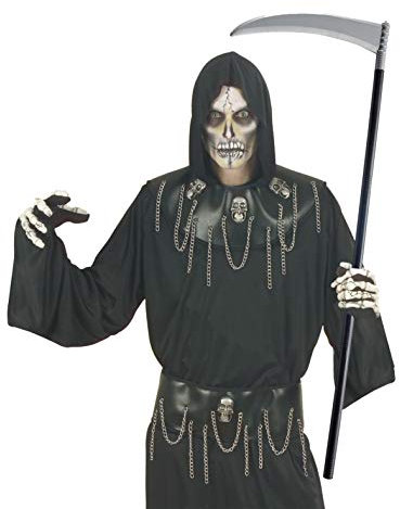 NET TOYS Halloween Sense Todessense Schwarz Horror Halloweensense Sensenmann Kostüm Zubehör Sichel