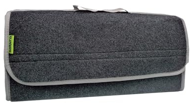 Sakura Stor flip-top bagageorganisatör för bilar och andra fordon SS5233 – mörkgrå mattmaterial, krok och ögla, bärhandtag, 50 x 23 x 15 cm
