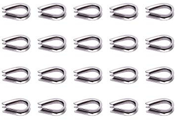 Penta Angel M3 304 Stainless Steel 3/32 - 1/8 Diameter Wire Rope Cable Thimbles Rigging 20PCS(M3)