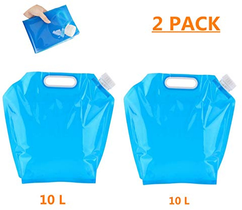 FISHSHOP Poche Sac à Eau 10L Sac d'eau Pliable 2 pièce Eau Potable Conteneur pour Le Sport Camping Randonnée Pique-Nique Voyage Barbecue