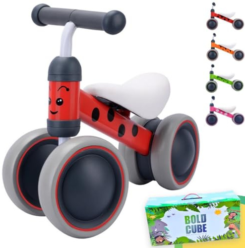 BOLDCUBE My First Bike Baby Balance Bike Redmark 1 Year Old Baby Gifts Trike Garden Toys Toddler Push Ride On Walker with No Pedals 1st Birthday Present for Boys Girls Age from 6 Months Old