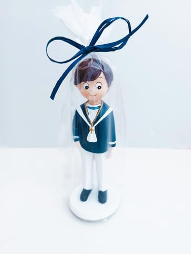 Figura para tarta Primera Comunión niño marinero camisa en marino