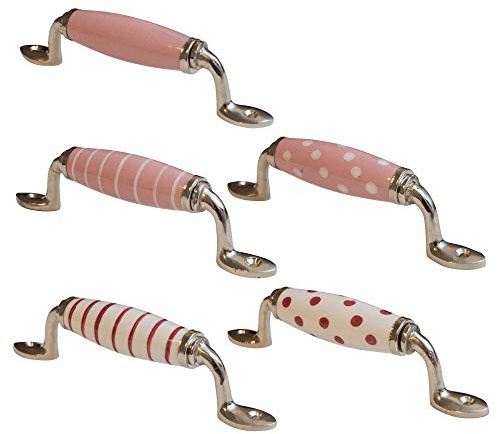 Knober Dekorativer Möbelgriff Schubladengriff Keramik Schrankgriff Shabby Chic Küche (5 X Möbelgriff Set Keramik Schrankgriff rosa Shabby Chic Schubladengriff …)