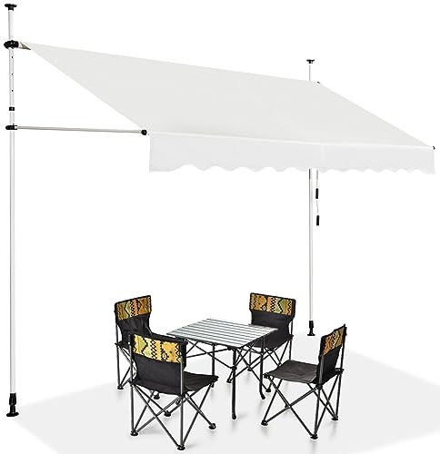 COSTWAY Tenda da Sole per Balcone, Tenda da Sole a Morsetto per Esterno, Regolabile in Altezza, Telaio Telescopico Senza Forare, Telo Resistente ai Raggi Solari (300 cm, Beige)