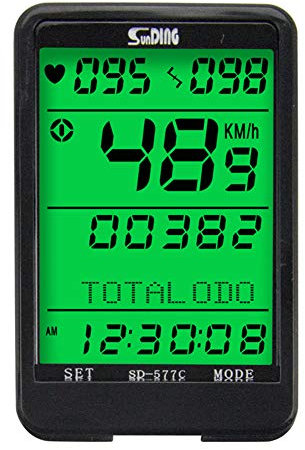 Ciclocomputer senza fili Ciclocomputer impermeabile Tachimetro per bici Contachilometri con cardiofrequenzimetro Controllo cablato Retroilluminazione LCD Timer per bicicletta