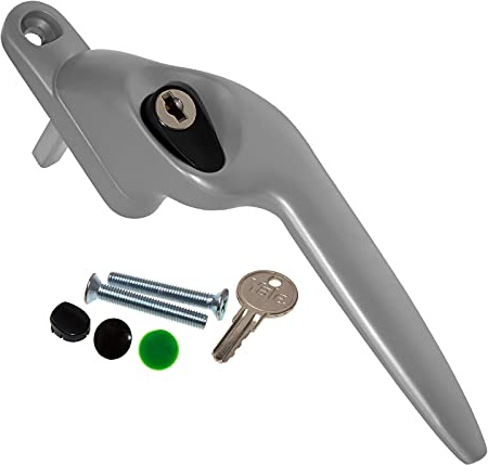 Yale Quartus Cranked Espag Locking Window Handle - Silver, Right, 40mm