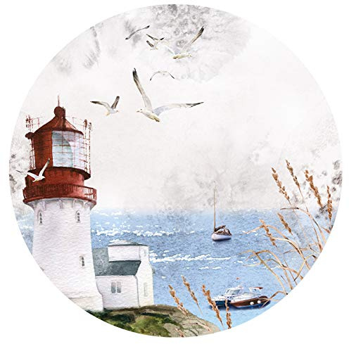 Grandora Wandaufkleber Wandtattoo Schlafzimmer Strand Küste Meer Wandsticker Ostsee Wandbild Wohnzimmer Wanddeko Flur Esszimmer Tapete selbstklebend rund DL652-01