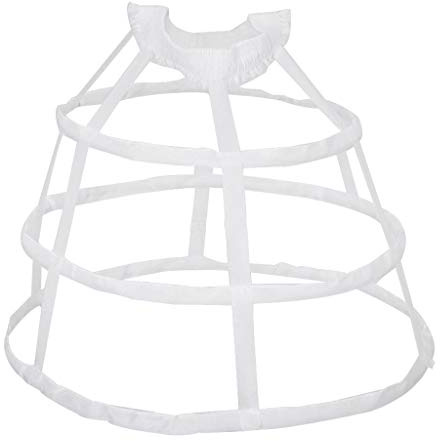 GUMEI Sottogonna Donna 3 Cerchi Pannier Scava Fuori Birdcage Gonna da Sposa Increspature Ampia Cintura Crinolina Slip Trambusto