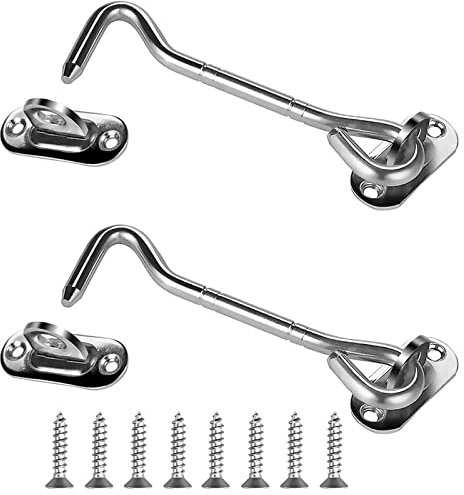 oumuik Gancio tempesta, gancio in acciaio inox, 2 pezzi, gancio per cabina per il balcone, porta con 8 viti di montaggio (argento)