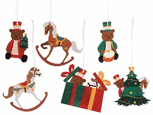 Gruppo Maruccia - Decorazioni Natalizie per la Casa e l'Albero in Legno - Addobbi Natalizi con Personaggi Vintage - Set 48 Pezzi - Figure Assortite - Altezza 7,5 Cm