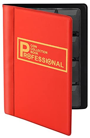 LTZGO Münzen Aufbewahrung, 120 Stück Euro Münzen Sammelalbum Münzalbum, 20 25 27mm Coin Album Münzenalbum für Münzsammlung Zubehör, Geldwährung, Pfennige, Penny, Viertel (Rot)