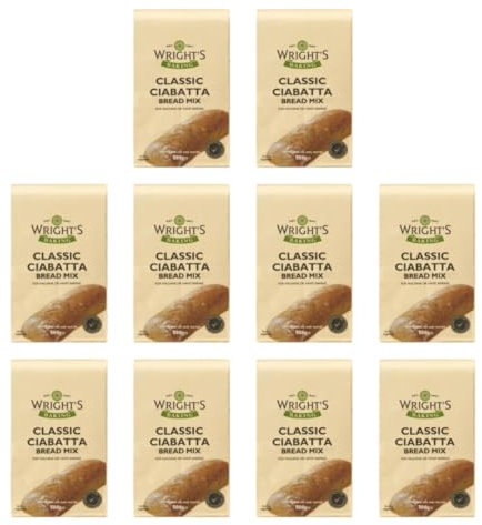Wright's Ciabatta Bread Mix 10x500g - Classic Italian Bread Mix, Simply Add Oil and Water, Perfect for Machine or Hand Baking, Makes 2 Authentic Ciabatta Loaves, Suitable for Vegetarians