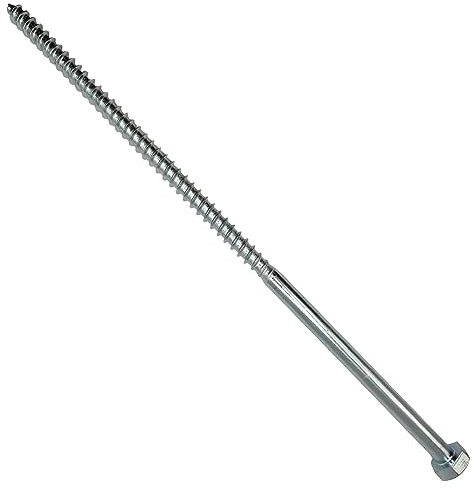 LLB 300mm Screws M10 Coach Screws Wood Hex Head Width 17mm Pack of 35 Zinc Plated Sleeper Concrete Screw Hexagon Lag Half Thread Bolts Silver Long 12 inch x 0.4 inch (10mm x 300mm)