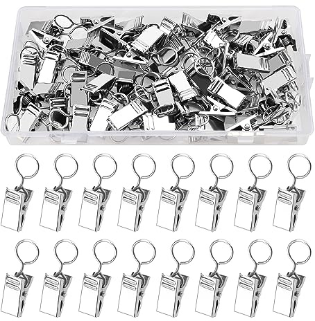 YIXISI 50 Pezzi Clip per Tendine con Gancio, Clip per Tenda da Doccia in Metallo, Clip per Tende, Clip per Ganci per Tende, per Foto, Bagno, Decorazione Domestica, Argento