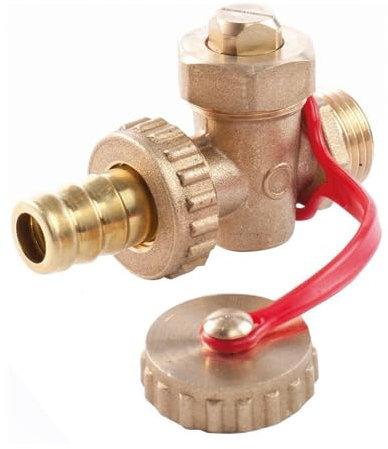 Schläfer 704411 | Rubinetto Scarico HS Valvola a Sfera Filetto Maschio 1/2 DN15, Pn16 con Portagomma e Tappo, Ottone Giallo, Raccordo in Ottone.