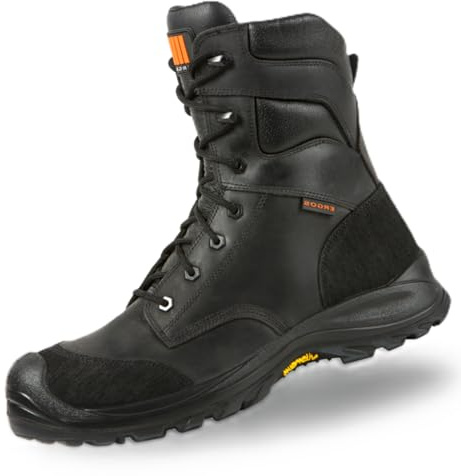 Ergos Montana 3 S3 SRC | Chaussures de Sécurité Montantes | Type Rangers de Sécurité | Semelle en Composite Antiperforation & Vibram pour Adhérence Renforcée | Antidérapante | Mixte | Noir | 48