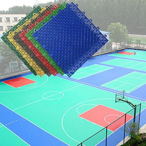 Carreaux de Sol à EmboîTement Basket-ball, Dalles À Emboîtement Pour L'extérieur, 1 10 16 Pcs Tapis De Sol Résistant Aux Intempéries Pour Le Badminton Et Le Tennis De Table, Coussin D'épissure De Drai