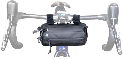 Lumiere & Co. Schwarze Fahrrad-Lenkertasche, Fahrradtaschen, Fahrrad-Lenker Tasche – Minimalistisches Design – 3 Größen, Mehrere Farben – Clipriemen, Schultergurt (Schwarz, Mini)