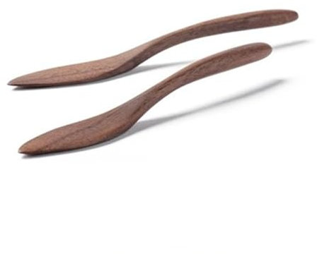 Cuchillo De Mantequilla Espátula de Madera for Mermelada, Cuchillo for Untar Tostadas de Queso (Color : Brown, Size : 2pcs)