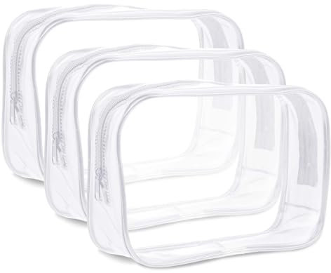 3 Stück Kosmetiktasche Transparent, Kulturbeutel Transparent, PVC Wasserdicht Kosmetiktasche, 20 x 13.5 x 6cm Reise Make-up Tasche, Wasserdicht, Leicht, Kleine Make up Tasche für Damen, Herren