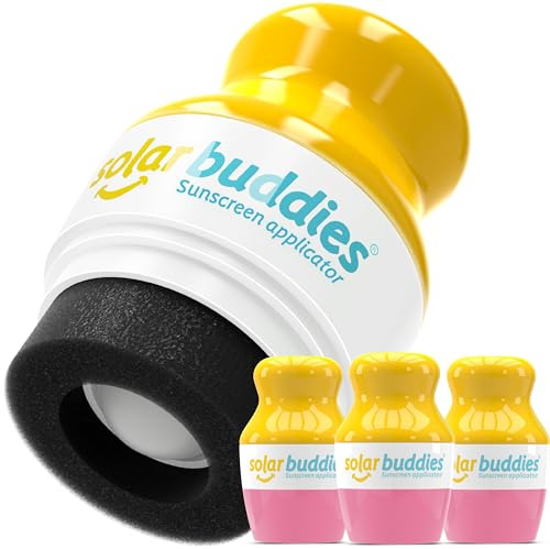 Solar Buddies Sonnencreme-Applikator - Pink, 3er-Pack - Nachfüllbarer Roll-on Schwammapplikator für Sonnencreme, Sonnenmilch & Lotion für Kinder, Erwachsene & Familien - Fasst 100ml