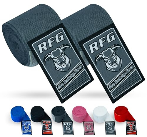 RFG Gears Boxbandagen, 2,5 m, 3,5 m & 4,5 m, elastische Daumenschlaufe, Handgelenkschutz, Muay Thai MMA Kickboxtraining