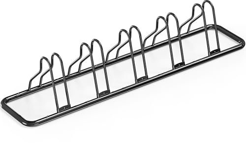 Simple Houseware 5-Bike Floor Storage Rack - Adjustable Bicycle Parking Stand & Garage Organizer for Road and Kids Bikes, Black