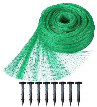 4 x 5M Garden Netting for Plants Fruit Veg Grass Seeds and Ponds Protection, Anti Bird Netting Kit with 8 Pcs Plastic Ground Pegs, Strawberry Netting, Versatile Fine Mesh Garden Netting